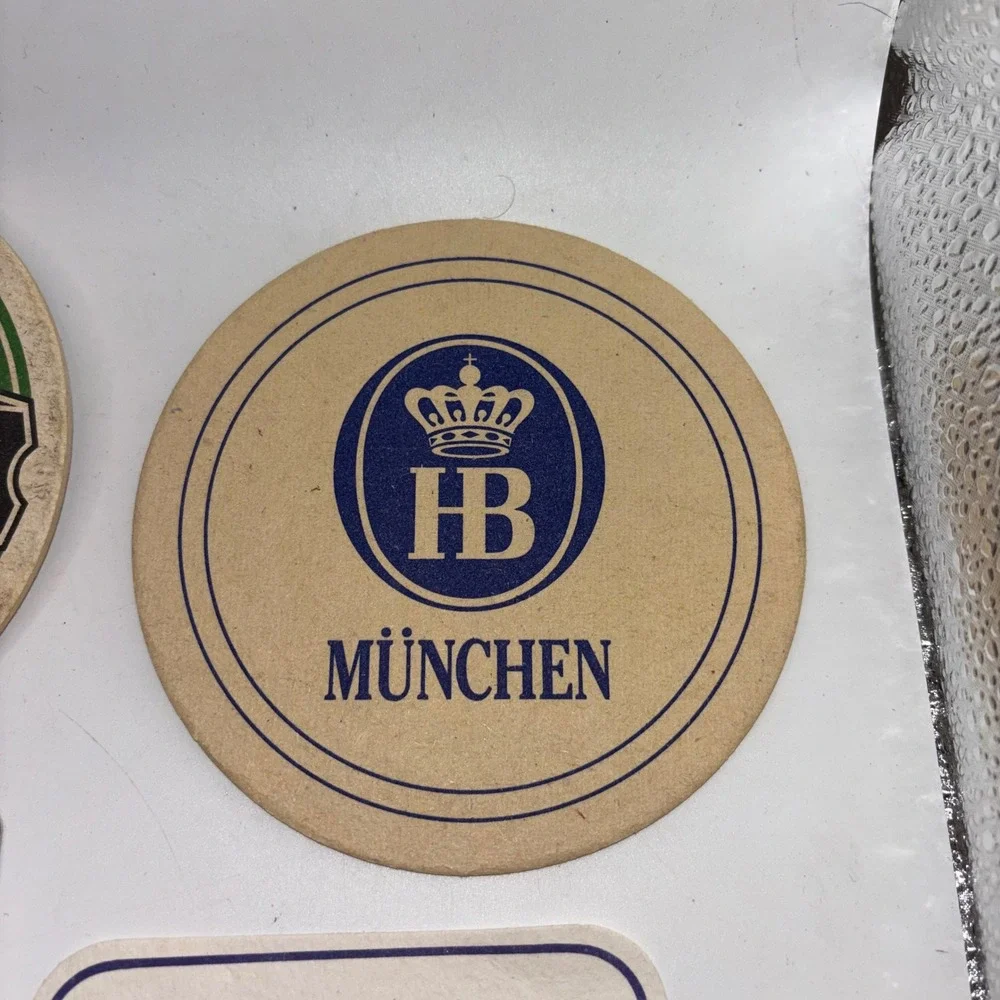 Vintage‎ Beer Coaster Lot 7pc Heineken Paulaner HB Singha Tiger Bacardi Barware